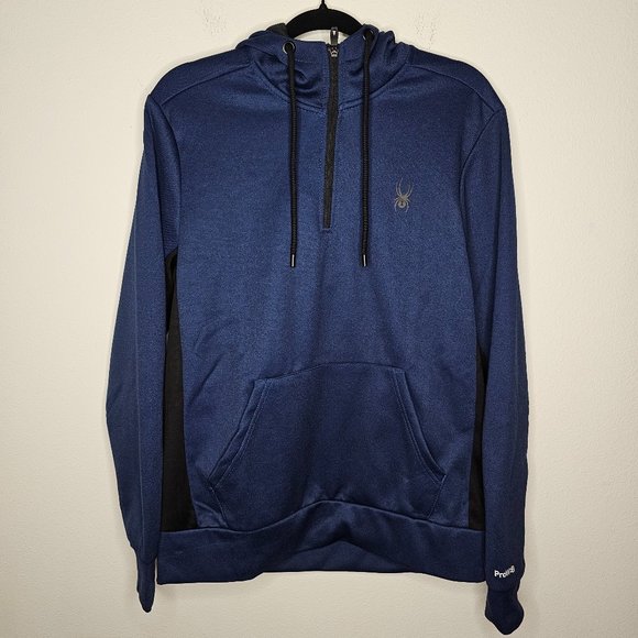 NWT Spyder Men's Blue/Kangaroo Pocket Hoodie Size M - Picture 1 of 7